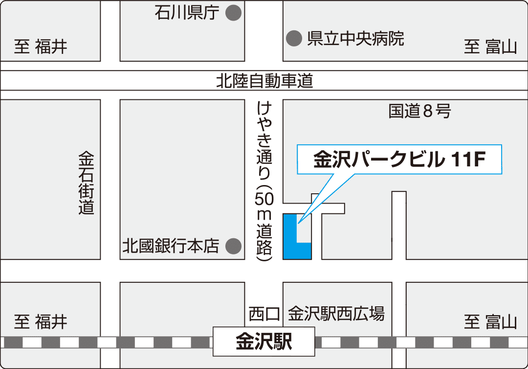 北陸支店　金沢の地図