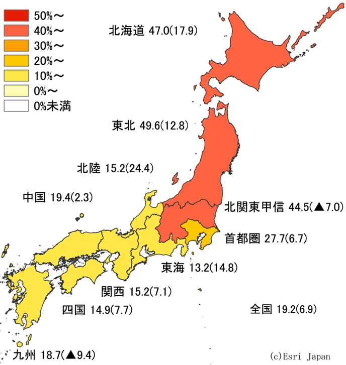 2026/2025年度地域別増減率(%)